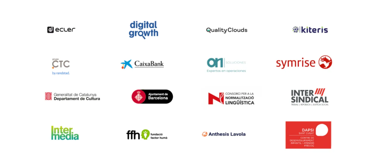 Logotipos de empresas tecnológicas, digitales y de I+D que confían en Teamsleaders